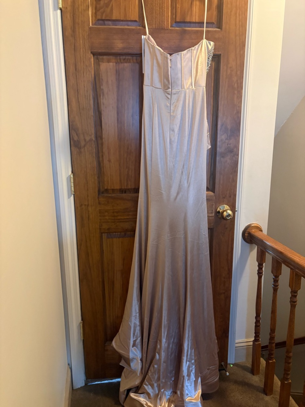 Jovani D5409 champagne Off-shoulder Neckline Long Mermaid Dress new size 4 - Picture 7 of 15